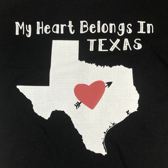 My Heart Belongs To TEXAS, Short Sleeve T-Shirt, Unisex, Black, Size L NEW W/TAG - Picture 2 of 6